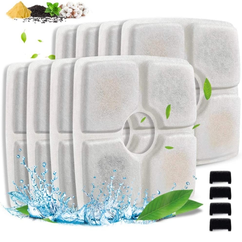 6 pack &2 pre filter sponge for automatic pet fountain water cat